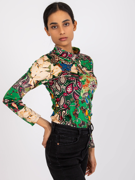 Zielona wzorzysta bluzka z weluru Bologna