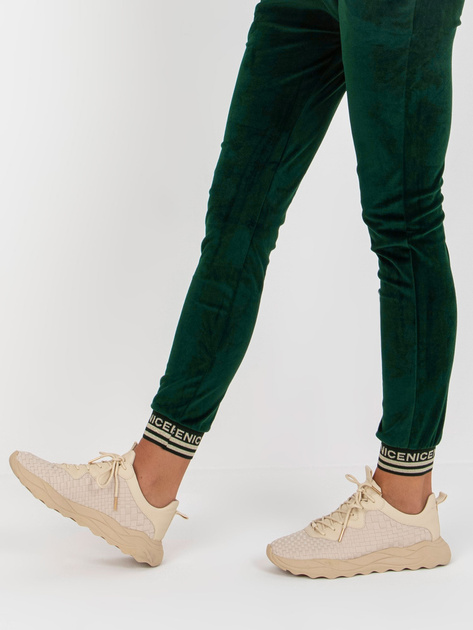 Hurt Ciemnozielony damski komplet welurowy z bluzą