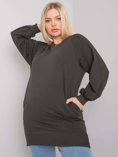 Ciemna khaki gładka bluza plus size Toledo