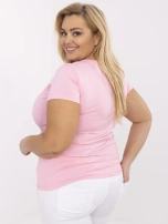 Jasnoróżowy bawełniany t-shirt basic plus size