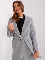 Hurt Szary melanżowy płaszcz damski z guzikami OCH BELLA