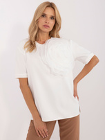 Hurt Ecru bluzka wizytowa z ozdobną aplikacją