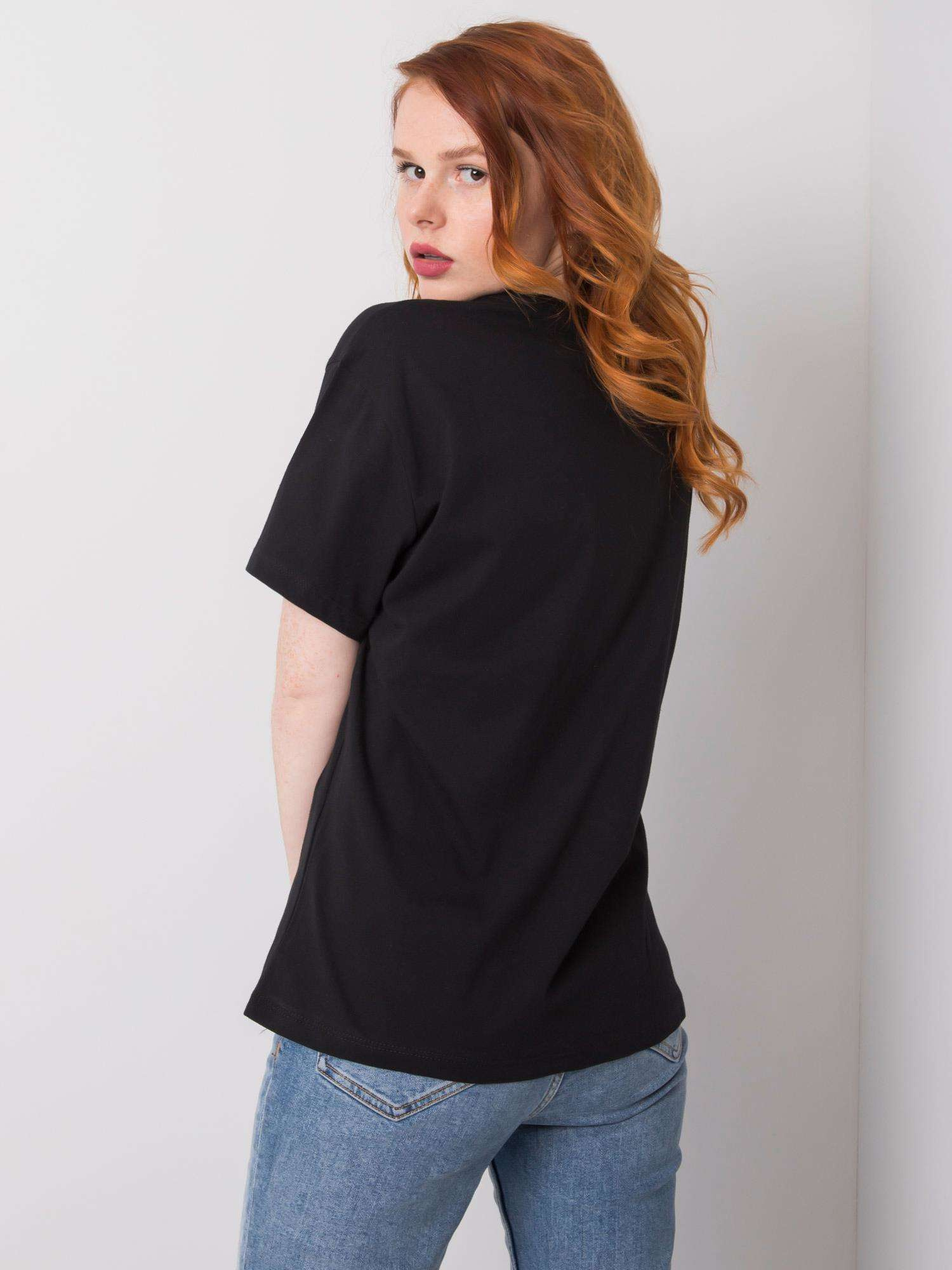 Czarny t-shirt z bawełny Leslie