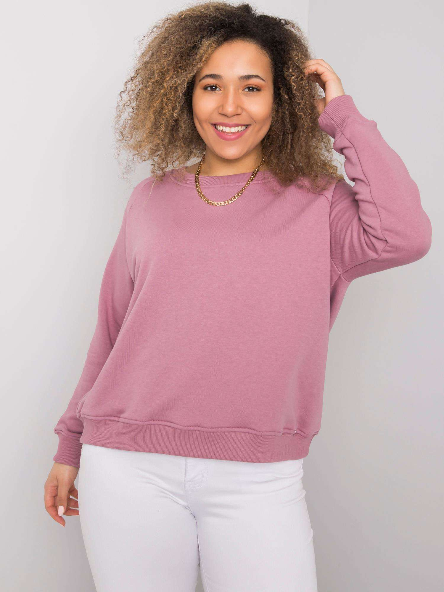 Růžovo-hnědá mikina plus size z bavlny Donna.