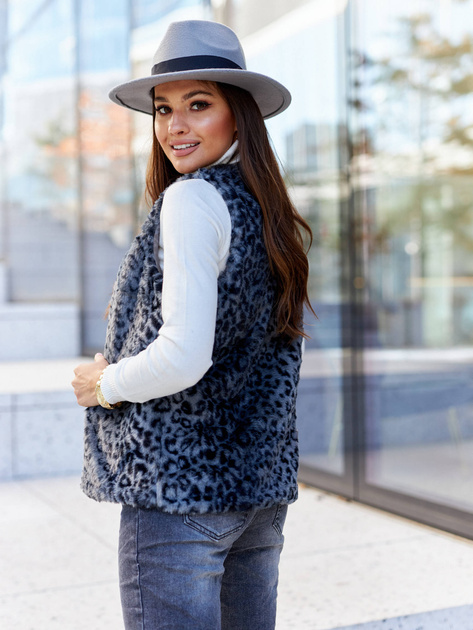 Grafitowa kamizelka futrzana w cętki Perrina