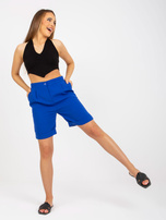 Hurt Kobaltowe długie szorty eleganckie z wysokim stanem