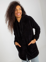 Hurt Czarna futrzana bluza rozpinana z kieszeniami RUE PARIS