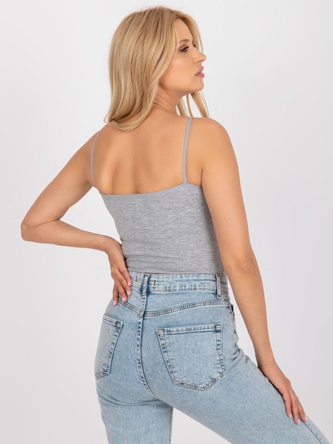 Szary melanżowy top basic z bawełną