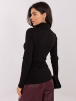 Czarna bluzka basic z golfem RUE PARIS 
