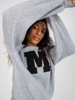 Hurtownia Szara dresowa bluza bez kaptura oversize