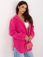 Fuksjowa koszulowa kurtka z dzianiny boucle RUE PARIS 
