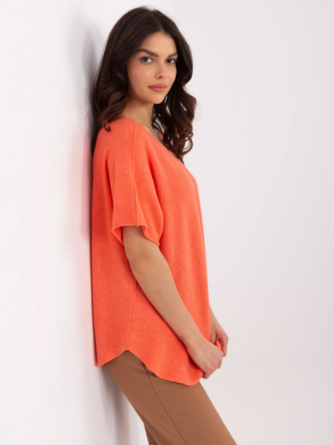 Hurt Pomarańczowy sweter oversize z krótkim rękawem