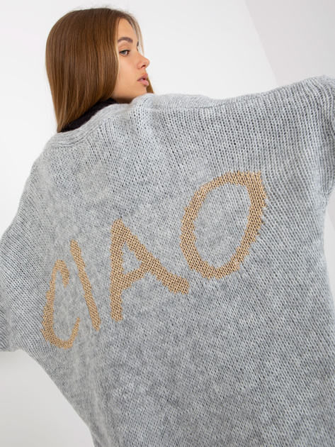Hurt Szary luźny kardigan z napisami na plecach OCH BELLA