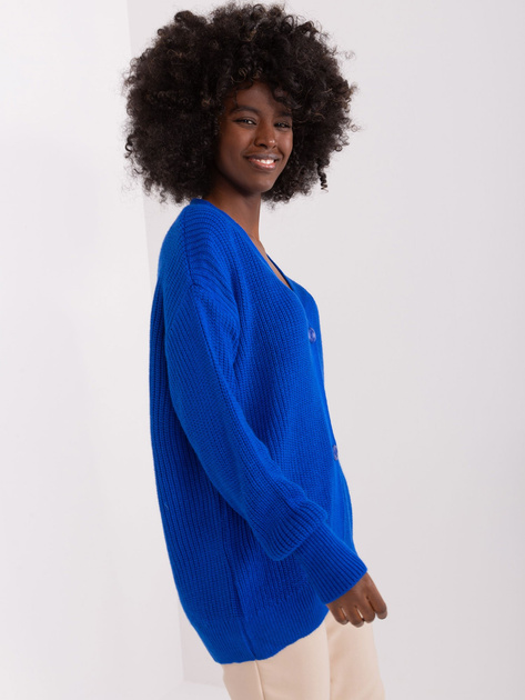 Hurt Kobaltowy rozpinany sweter z guzikami RUE PARIS