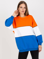 Orange-blue basic oversized sweatshirt RUE PARIS.