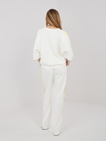 Ecru damski komplet z prostymi spodniami RUE PARIS 