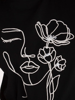 Czarny bawełniany t-shirt z haftem