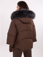 Brązowa puchowa kurtka z odpinanymi ściągaczami