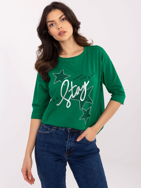 Hurtownia Zielona bawełniana bluzka z nadrukiem