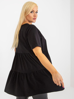 Hurt Czarna długa bluzka plus size basic z falbaną
