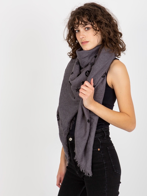 Hurtownia online Ciemnoszary damski szal we wzory