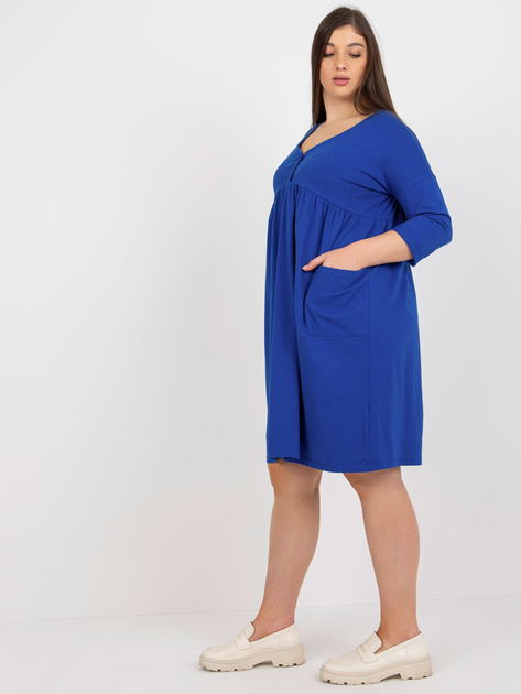 Hurt Ciemnoniebieska sukienka plus size basic z rękawem 3/4