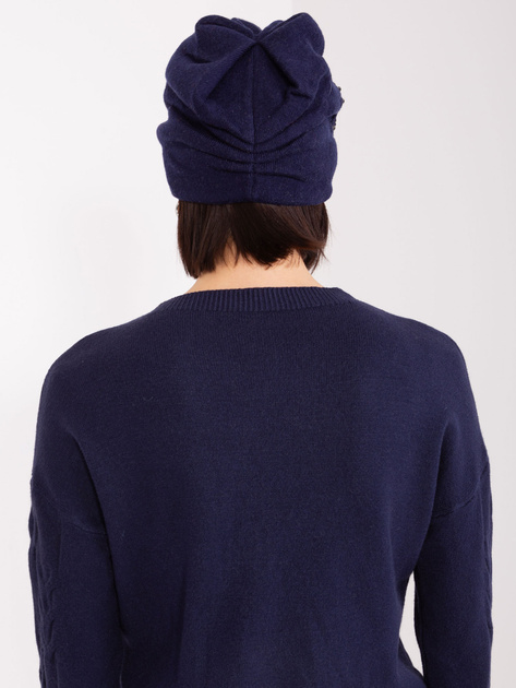 Hurt Granatowa czapka dzianinowa z aplikacją