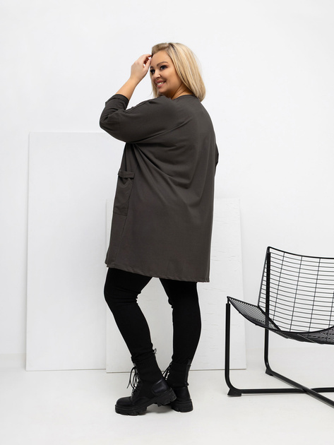 Khaki długa bluzka plus size z rękawem 3/4