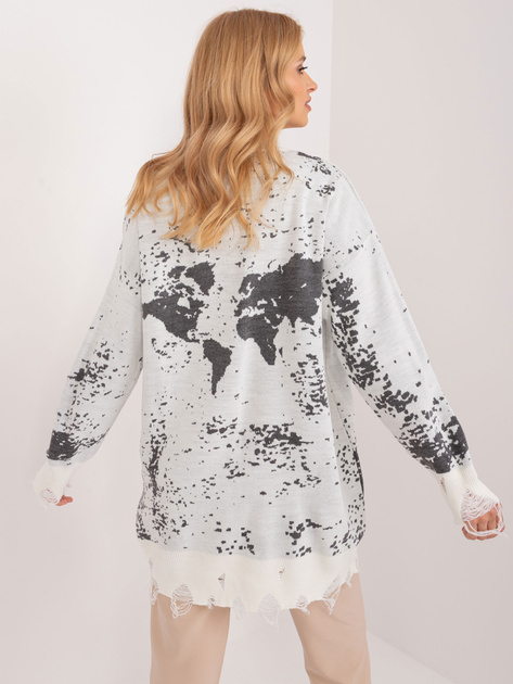 Hurt Ecru długi sweter oversize ze ściągaczami