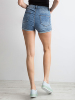 Blue shorts with floral stripes