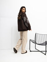 Czekoladowa bluza z bufiastym rękawem RUE PARIS 