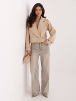 Beżowy krótki płaszcz z pagonami RUE PARIS 