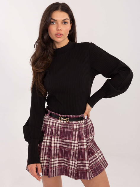 Burgundowe rozkloszowane spódnico-szorty