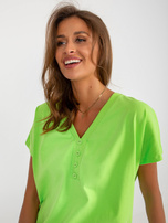 Hurtownia Limonkowa luźna bluzka basic z guzikami