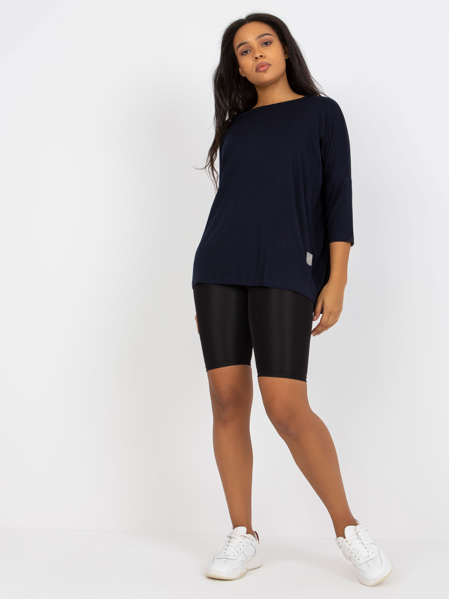 Granatowa codzienna bluzka plus size z bawełny