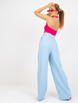 Hurtownia online Jasnoniebieskie spodnie z materiału z szeroką nogawką