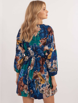 Hurtownia online Ciemnoniebieska mini sukienka z printem