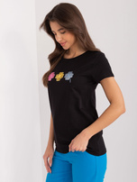 Hurt Czarny t-shirt z kolorową aplikacją BASIC FEEL GOOD