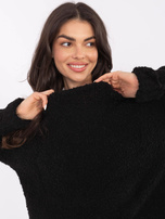 Czarny sweter boucle z domieszką alpaki