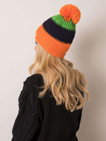 Pomarańczowo-granatowa czapka zimowa RUE PARIS