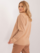 Hurtownia Beżowa luźna bluzka z bawełny