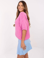 Hurt Brudnoróżowy sweter oversize z dekoltem V