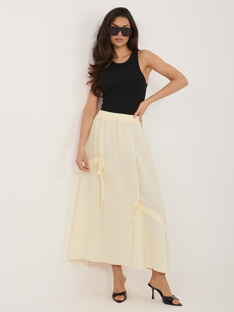 Jasnożółta długa spódnica z domieszką lnu