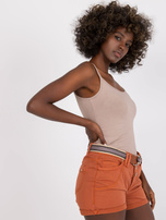 Brązowe szorty casualowe z paskiem