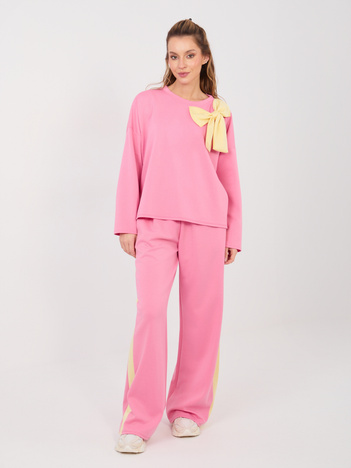 Różowy komplet z kontrastową kokardą RUE PARIS