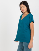 Hurt Morski klasyczny t-shirt basic z dekoltem V Emory