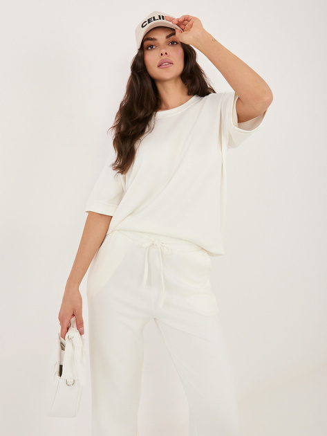 Ecru dresowy komplet ze spodniami typu jogger RUE PARIS