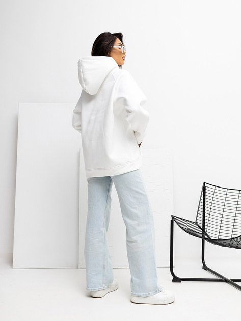 Ecru dresowa bluza oversize z haftem RUE PARIS