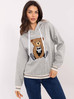 Hurt Szara melanżowa bluza z kapturem i troczkami 