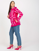 Hurt Fuksjowa damska bluza plus size z nadrukiem i kapturem 